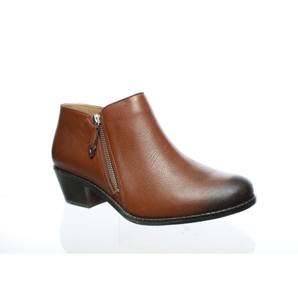 Vionic Brown Leather Ankle Bootie with Side Zip